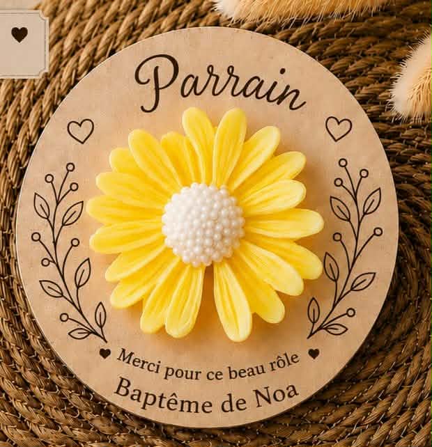 Plaque gravée + marguerite